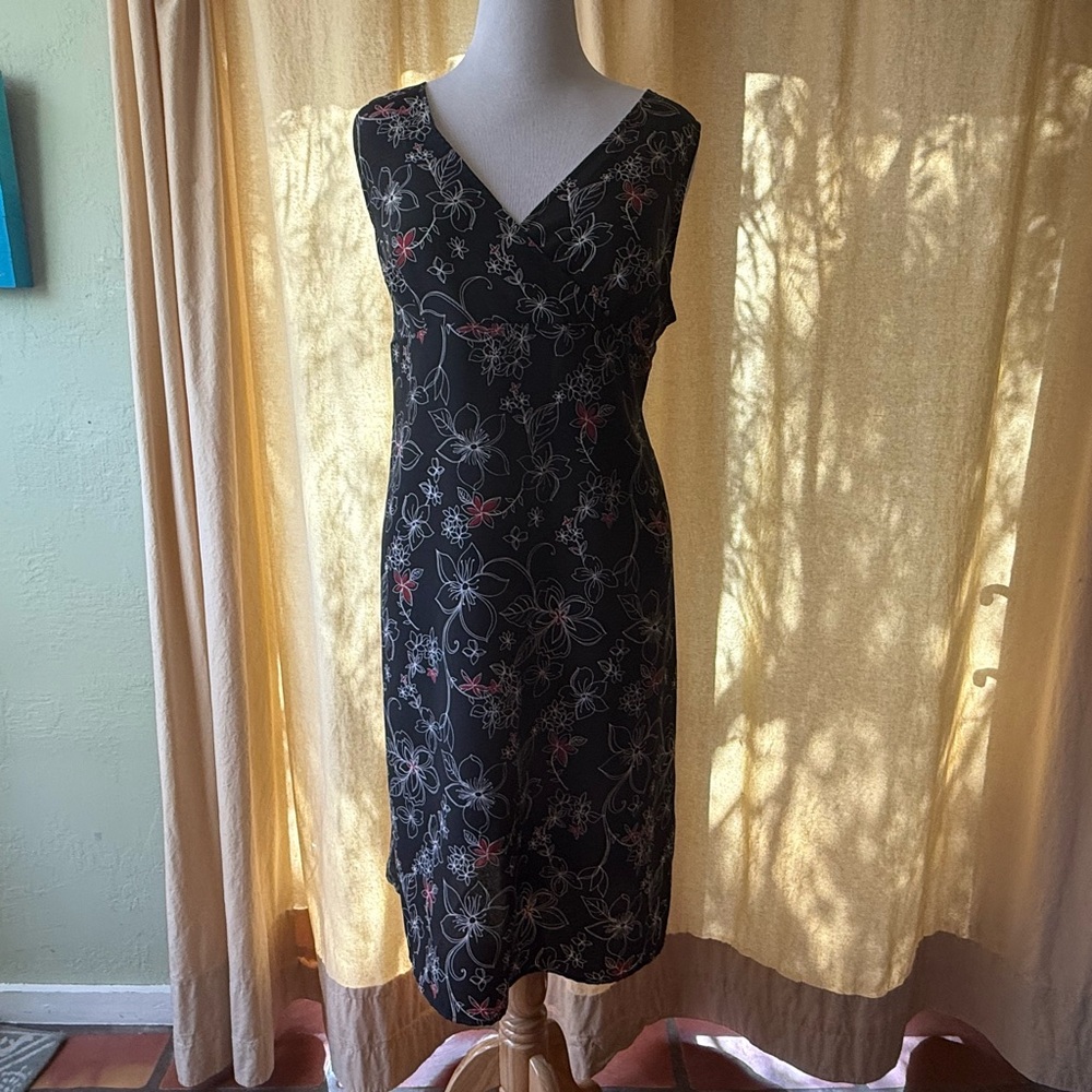 Venezia Black Sheath Midi Dress V-neck Sleeveless